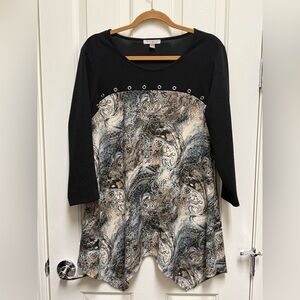 Roz & Ali Black and Cream Patterned Tunic